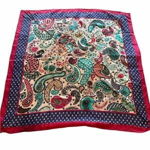 Wagon Brand Paisley Patterned 100% Silk Scarf